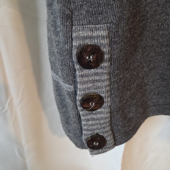 Prana Lucia Sweater Pullover Sz XL Gray Wool Blend Nordic Icelandic Funnel Neck - Picture 5 of 11